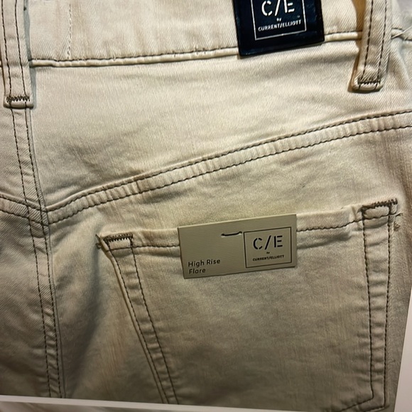 NWT CURRENT ELLIOTT high rise Flare Cream Jeans size 27 - Picture 7 of 10